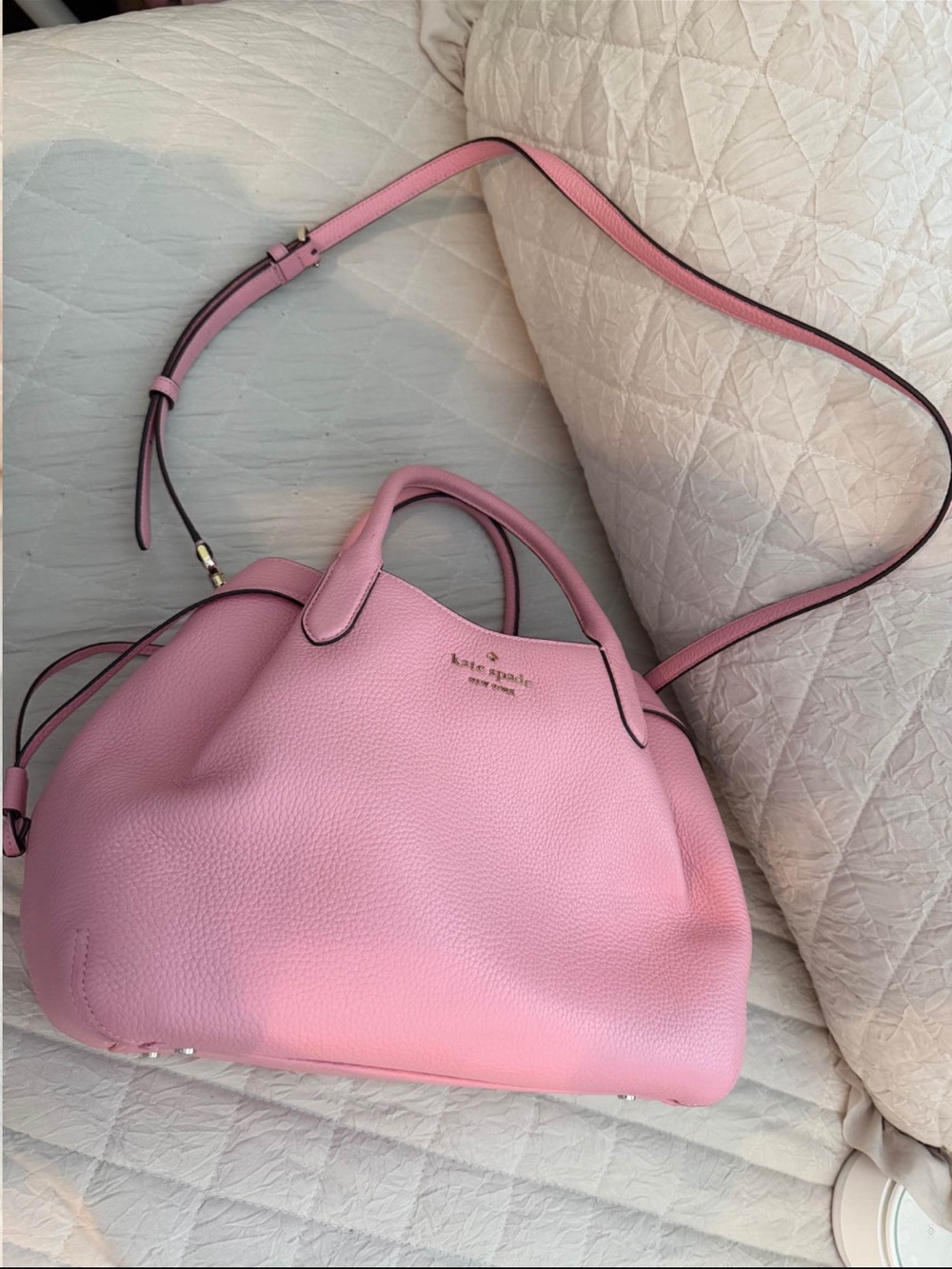 kate spade Coral Pink Pebbled Leather Dumpling Satchel - Picture 3 of 5